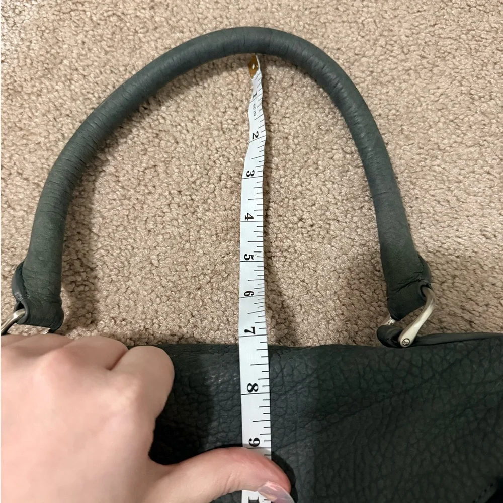 Romy Gold Gray Pebbled Leather Satchel Bag with Fur Trim